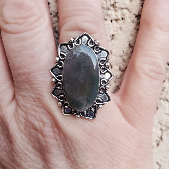 New Moss Agate 925 Silver Ring. - Picture 12 of 12
